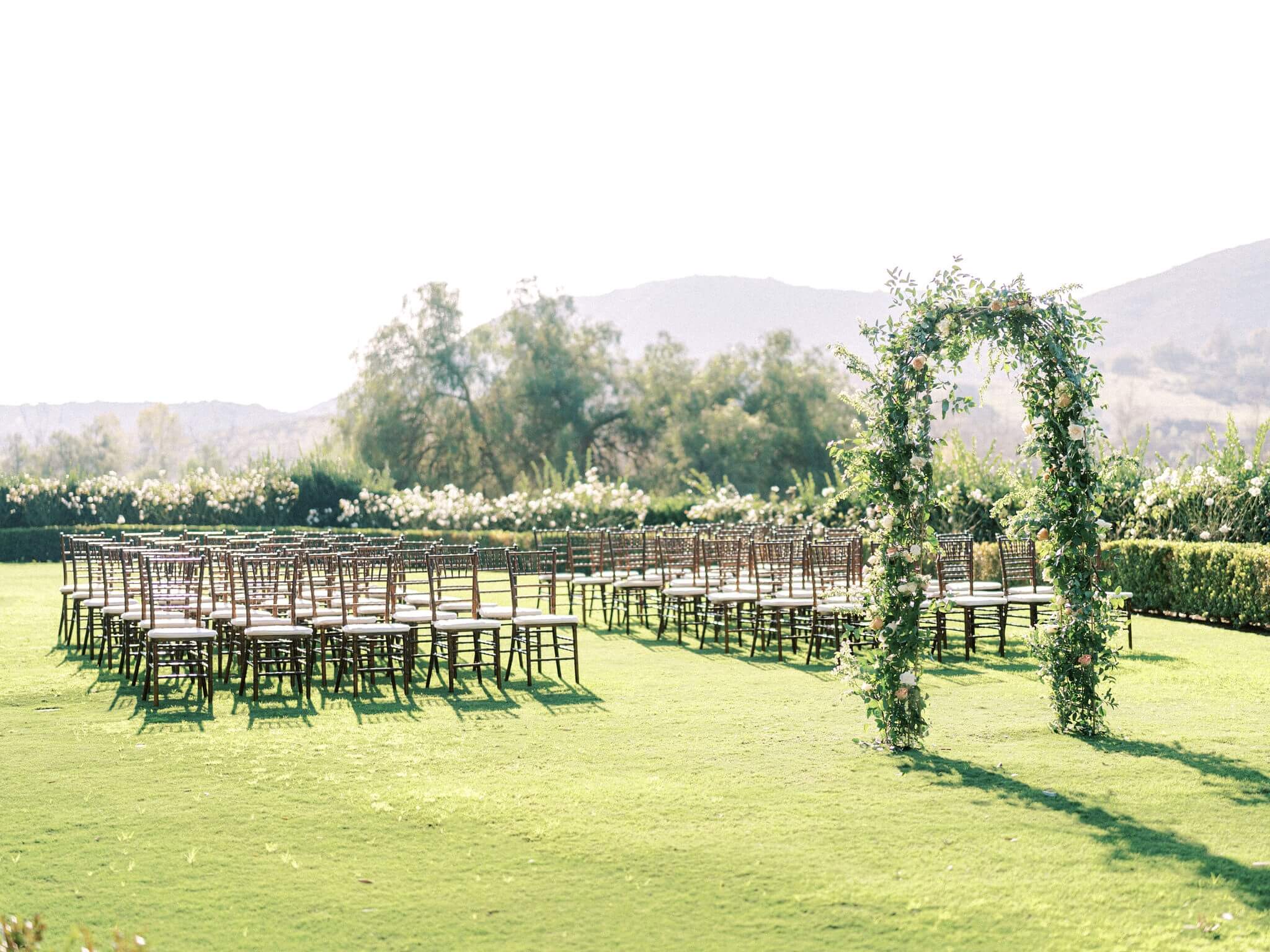 Ceremony setup at a Twin Oaks wedding in San Diego.
