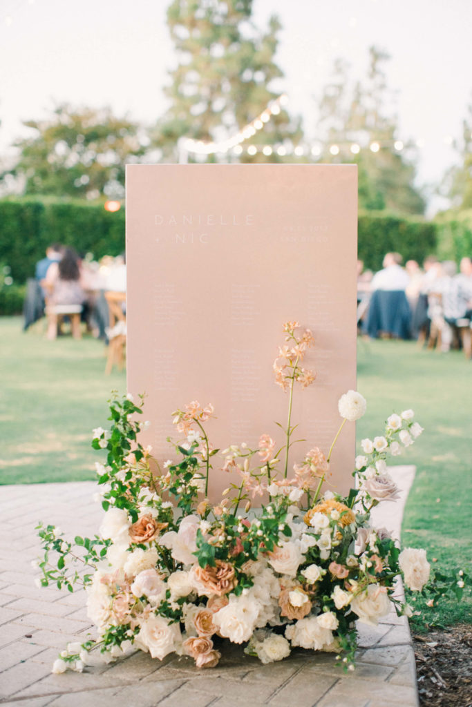 wedding seating chart with flowers
